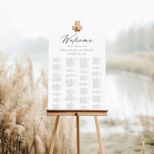 Chic Calligraphy Silver Alphabetical Seating Chart