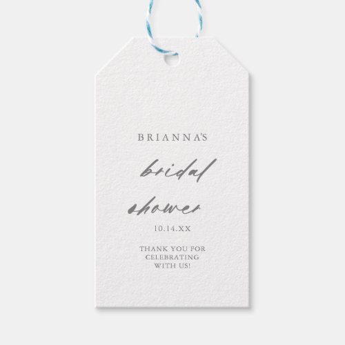 Chic Calligraphy Silver Bridal Shower  Gift Tags