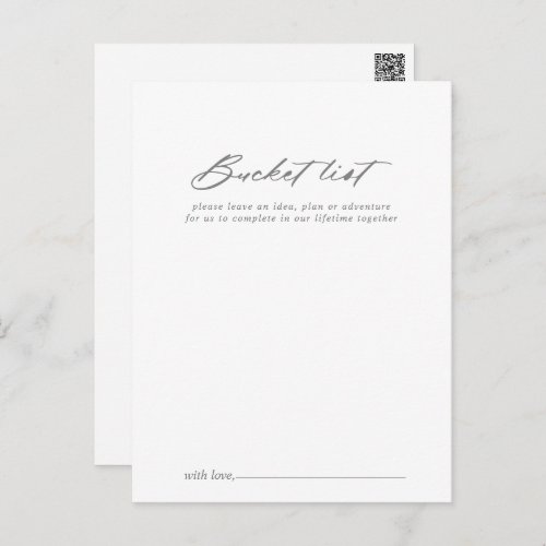 Chic Calligraphy Silver Wedding Bucket List Cards