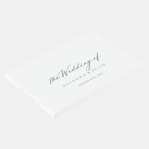 Chic Calligraphy Silver Wedding  Guest Book