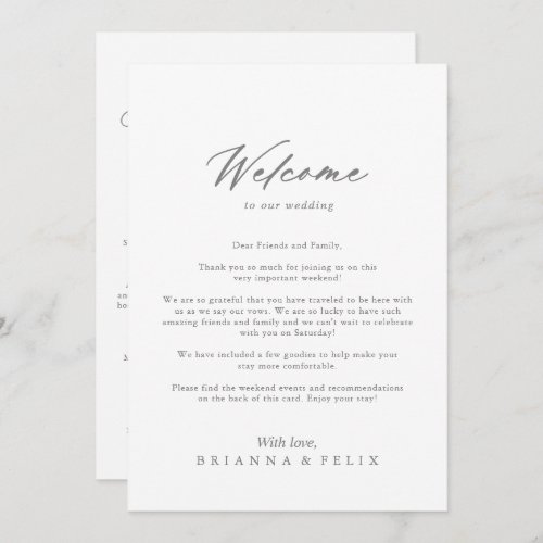Chic Calligraphy Silver Wedding Welcome Letter