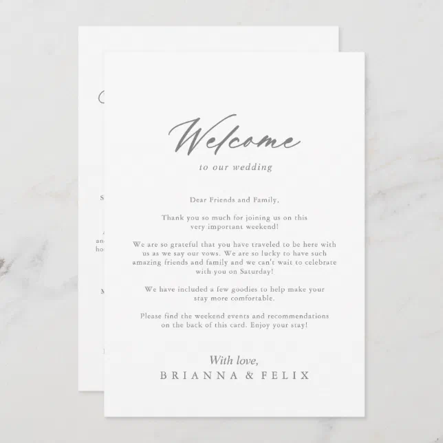 Chic Calligraphy Silver Wedding Welcome Letter 