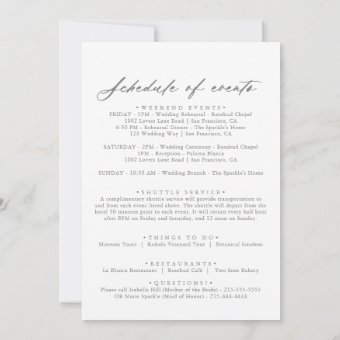Chic Calligraphy Silver Wedding Welcome Letter | Zazzle