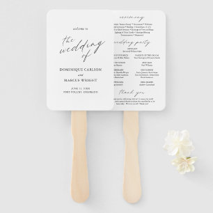 Chic Calligraphy Simple Elegant Wedding Program Hand Fan