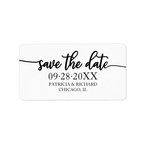 Chic Calligraphy Simple Wedding Save The Date Label