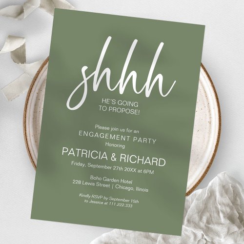 Chic Calligraphy Surprise Engagement Party Invitation