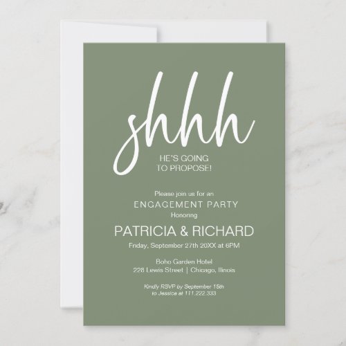 Chic Calligraphy Surprise Engagement Party Invitation