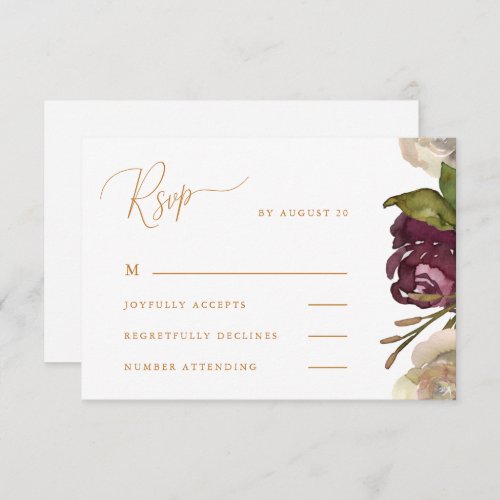 Chic Calligraphy Watercolor Floral Wedding Rsvp