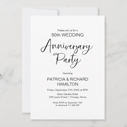 Chic calligraphy wedding anniversary invitations