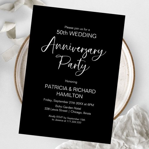 Chic calligraphy wedding anniversary invitations