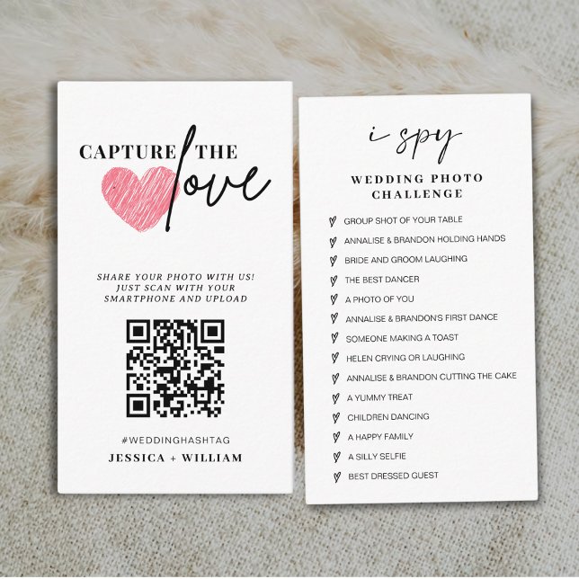Chic Calligraphy Wedding Capture The Love QR Code Enclosure Card (Creator Uploaded)