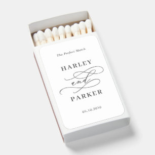 Chic Calligraphy Wedding Couple Rehearsal Dinner Matchboxes