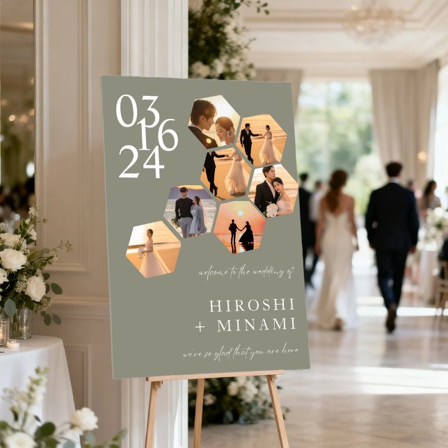 Chic Calligraphy Wedding Custom Hexagon Photo Foam Board (Creator Uploaded)