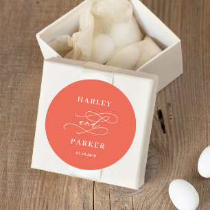 Chic Calligraphy Wedding Favor Stickers