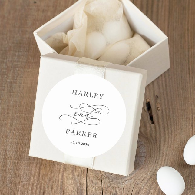 Chic Calligraphy Wedding Favor Stickers (Creator Uploaded)