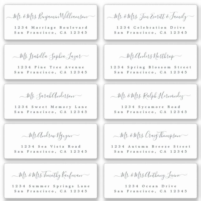Chic Calligraphy Wedding Guest Address Label (Front)