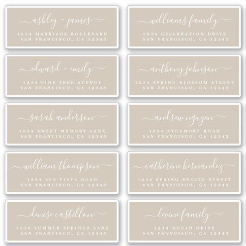 Chic Calligraphy Wedding Guest Address Labels