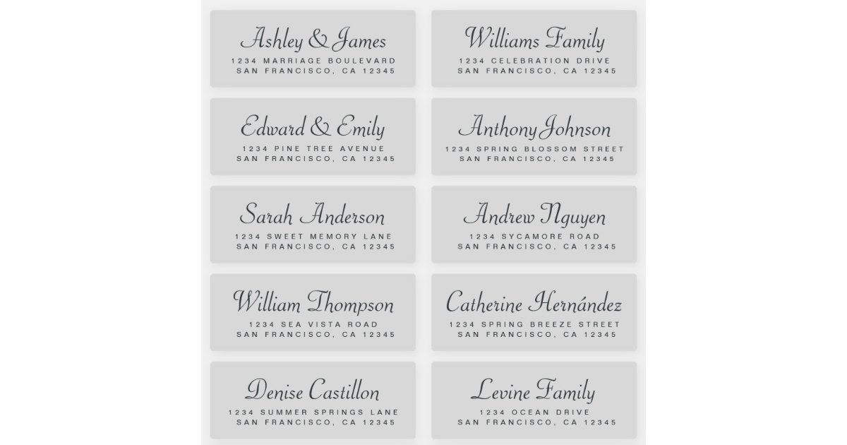 Chic Calligraphy Wedding Guest Address Labels