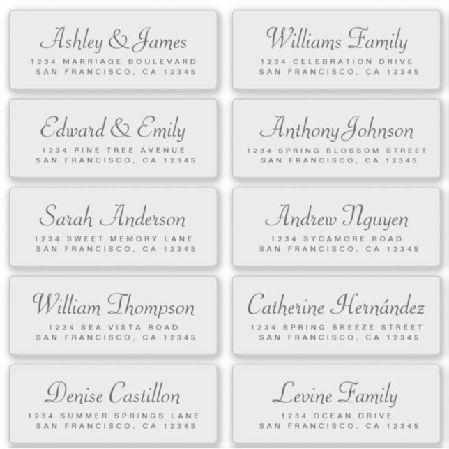 Chic Calligraphy Wedding Guest Address Labels (Front)