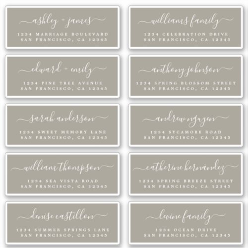 Chic Calligraphy Wedding Guest Address Labels