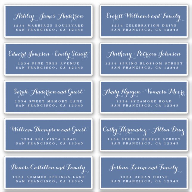 Chic Calligraphy Wedding Guest Address Labels (Front)