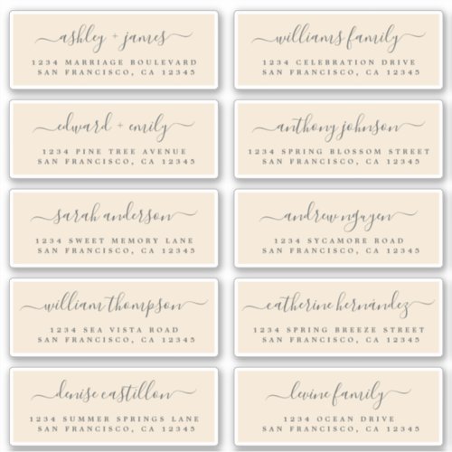 Chic Calligraphy Wedding Guest Address Labels