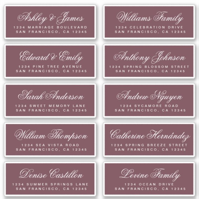 Chic Calligraphy Wedding Guest Address Labels (Front)