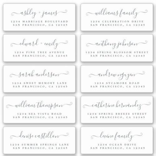 Chic Calligraphy Wedding Guest Address Labels