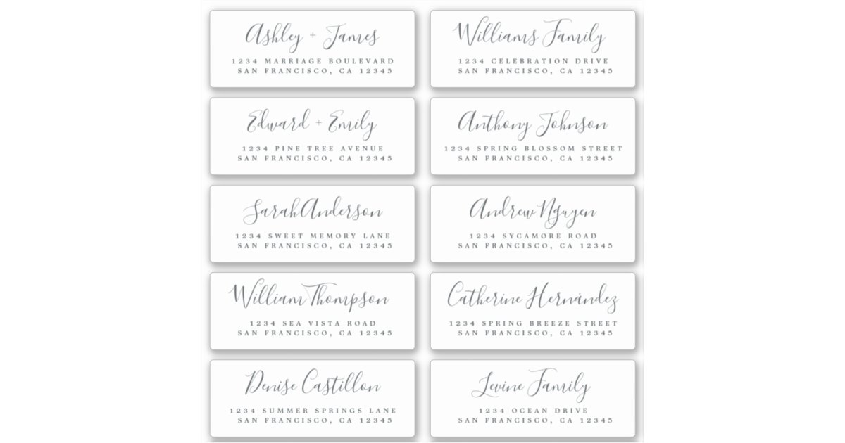 Chic Calligraphy Wedding Guest Address Labels Zazzle