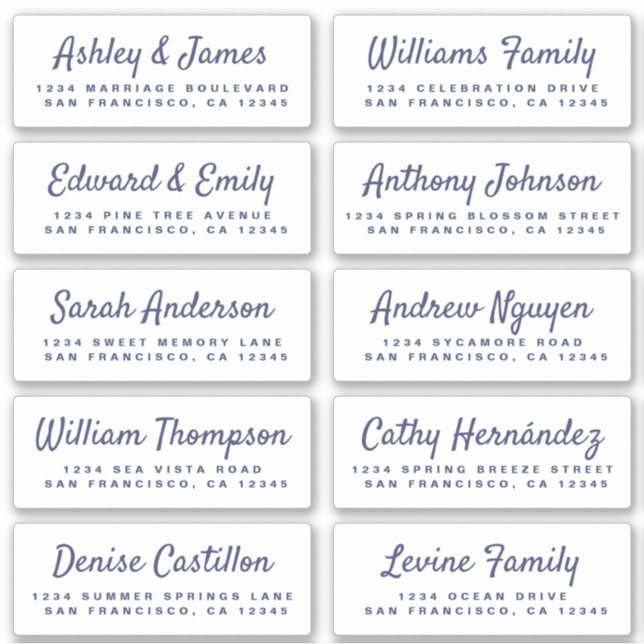 Chic Calligraphy Wedding Guest Address Labels (Front)