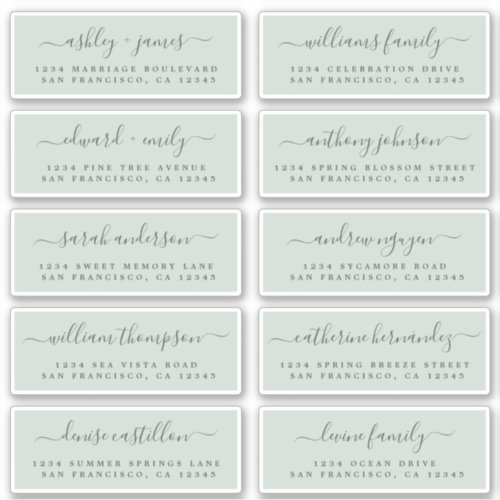 Chic Calligraphy Wedding Guest Address Labels