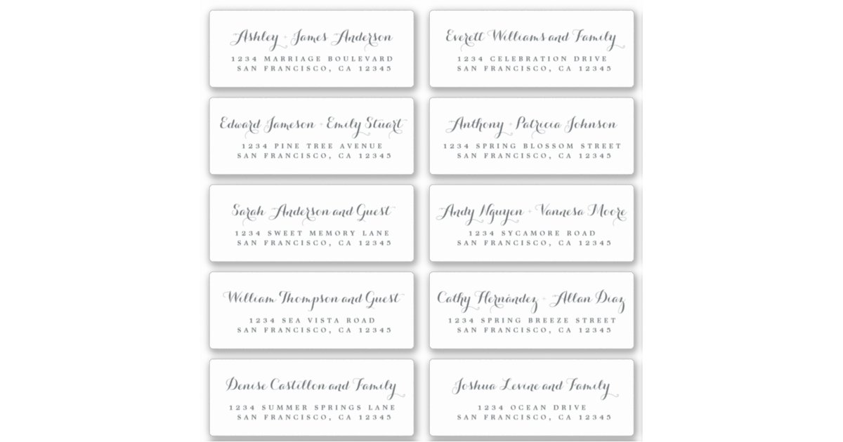 Chic Calligraphy Wedding Guest Address Labels | Zazzle