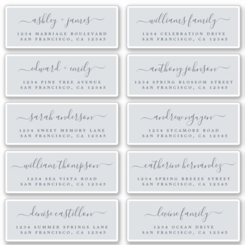 Chic Calligraphy Wedding Guest Address Labels