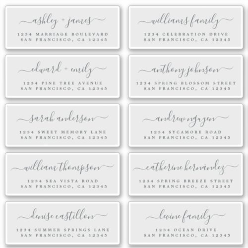 Chic Calligraphy Wedding Guest Address Labels