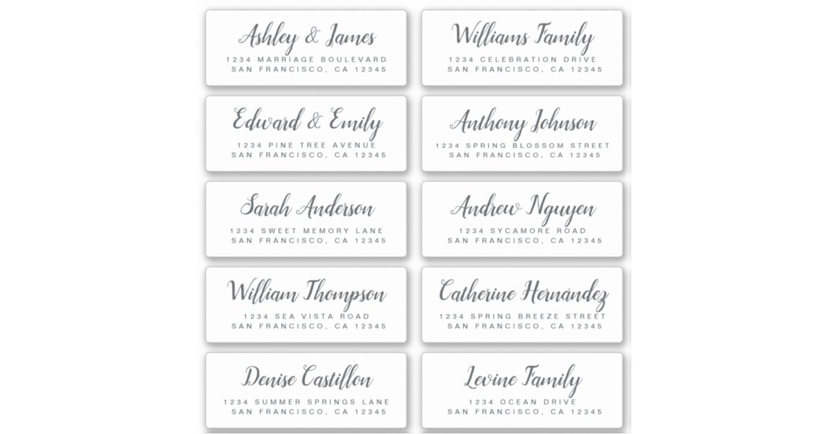 Chic Calligraphy Wedding Guest Address Labels Zazzle