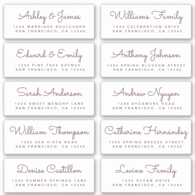 Chic Calligraphy Wedding Guest Address Labels (Front)