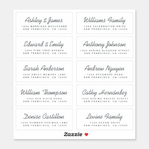 Chic Calligraphy Wedding Guest Address Labels
