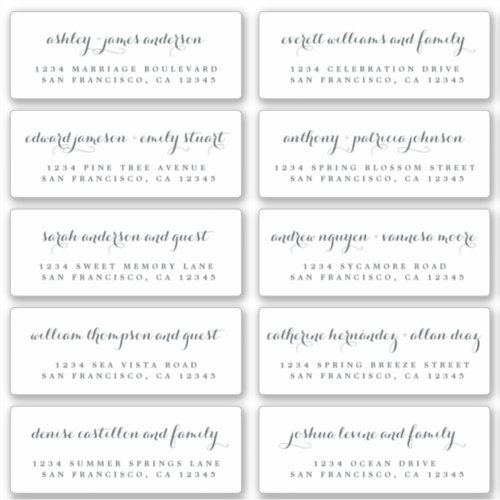 Chic Calligraphy Wedding Guest Address Labels