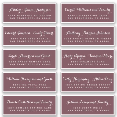 Chic Calligraphy Wedding Guest Address Labels