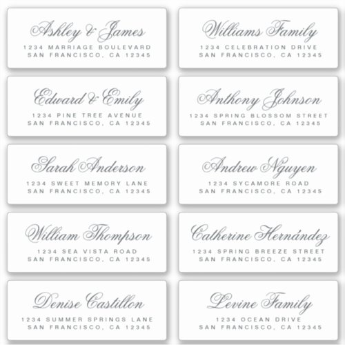 Chic Calligraphy Wedding Guest Address Labels