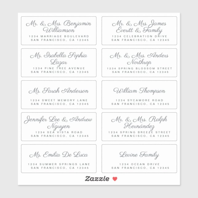 Chic Calligraphy Wedding Guest Address Labels (Sheet)