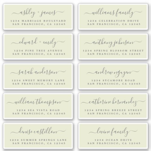 Chic Calligraphy Wedding Guest Address Labels