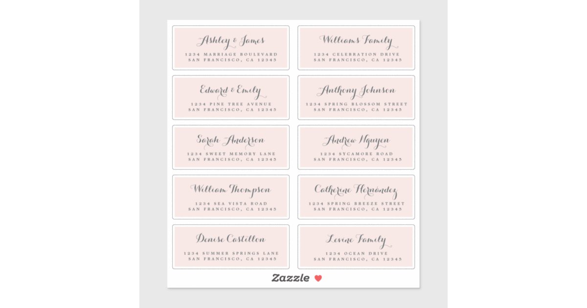 Chic Calligraphy Wedding Guest Address Labels | Zazzle
