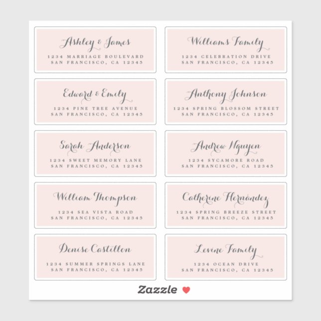 Chic Calligraphy Wedding Guest Address Labels (Sheet)