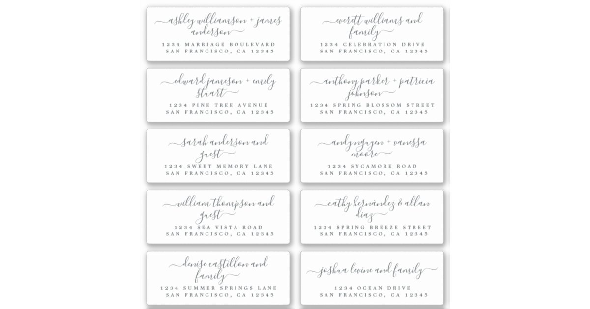Chic Calligraphy Wedding Guest Address Labels | Zazzle
