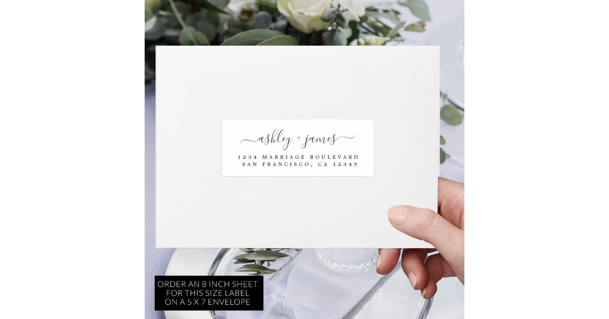 Chic Calligraphy Wedding Guest Address Labels | Zazzle