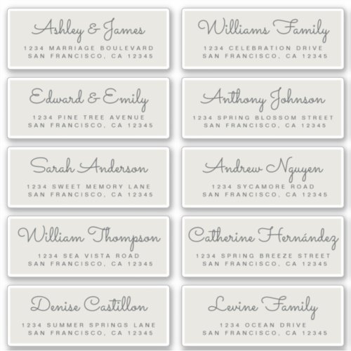 Chic Calligraphy Wedding Guest Address Labels