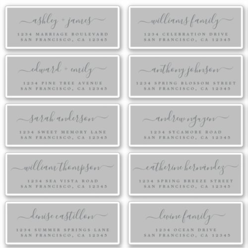 Chic Calligraphy Wedding Guest Address Labels