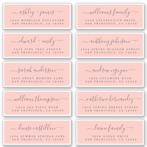 Chic Calligraphy Wedding Guest Address Labels