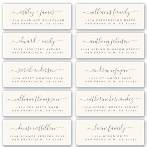 Chic Calligraphy Wedding Guest Address Labels